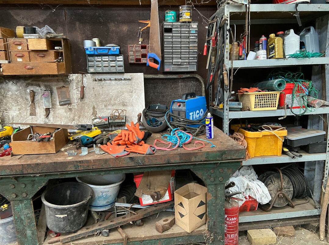 Mechanic tools laid out on a workbench